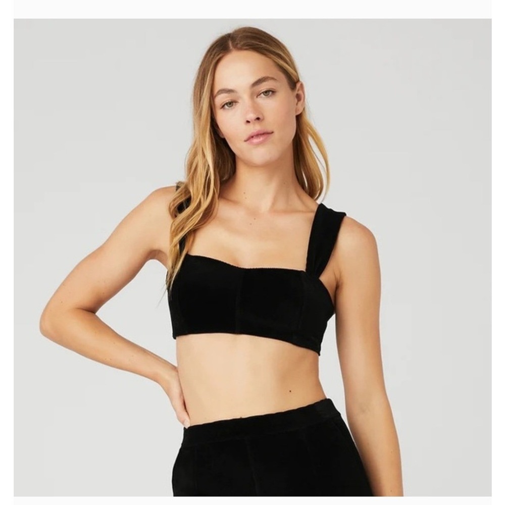 ALO Yoga Winter Break Micro Corduroy ribbed Sports Bra Black W9576R Womens XS - Picture 3 of 8